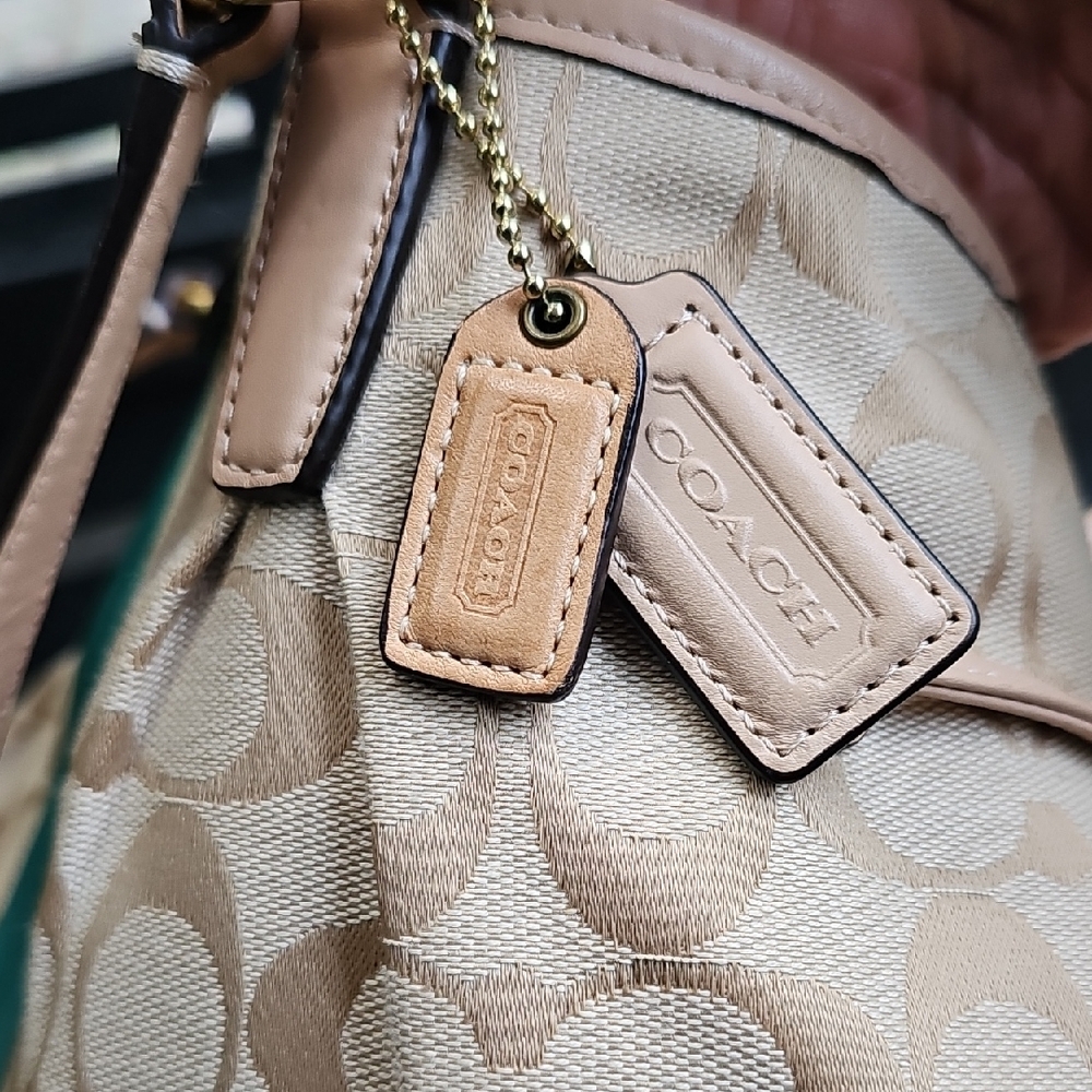 Coach Classic Monogram with Teal Glitter Heritage Stripe Like Brand Spanking New - Picture 4 of 11